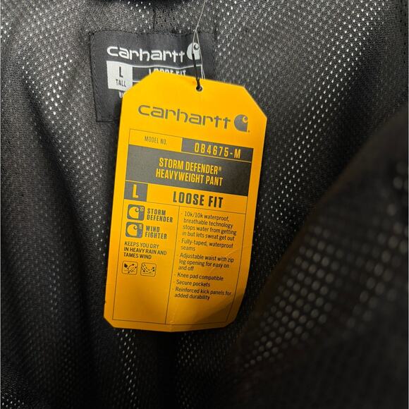 NWT Carhartt Storm Defender Loose Fit Heavyweight Waterproof Pants Size L Tall - Picture 7 of 12
